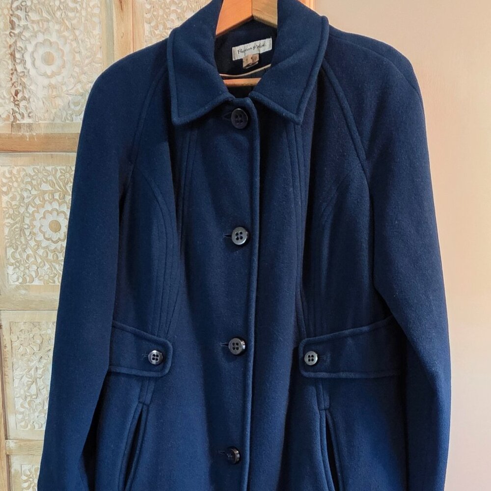 Preston & York Sapphire Blue Wool Coat Women’s Size 14 Classic Tailored